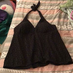 Black lace detail tankini